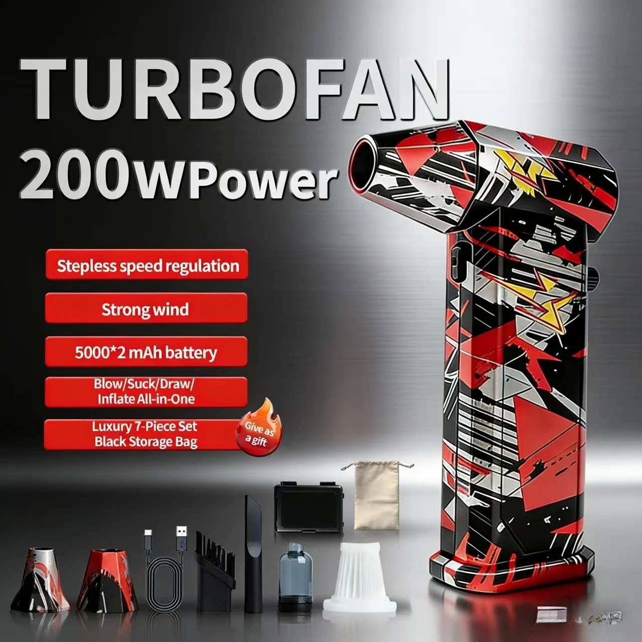 

High-Speed Air Blower X9, 650000 RPM Turbo Jet Vacuum, Wireless Portable Compressed Air Duster