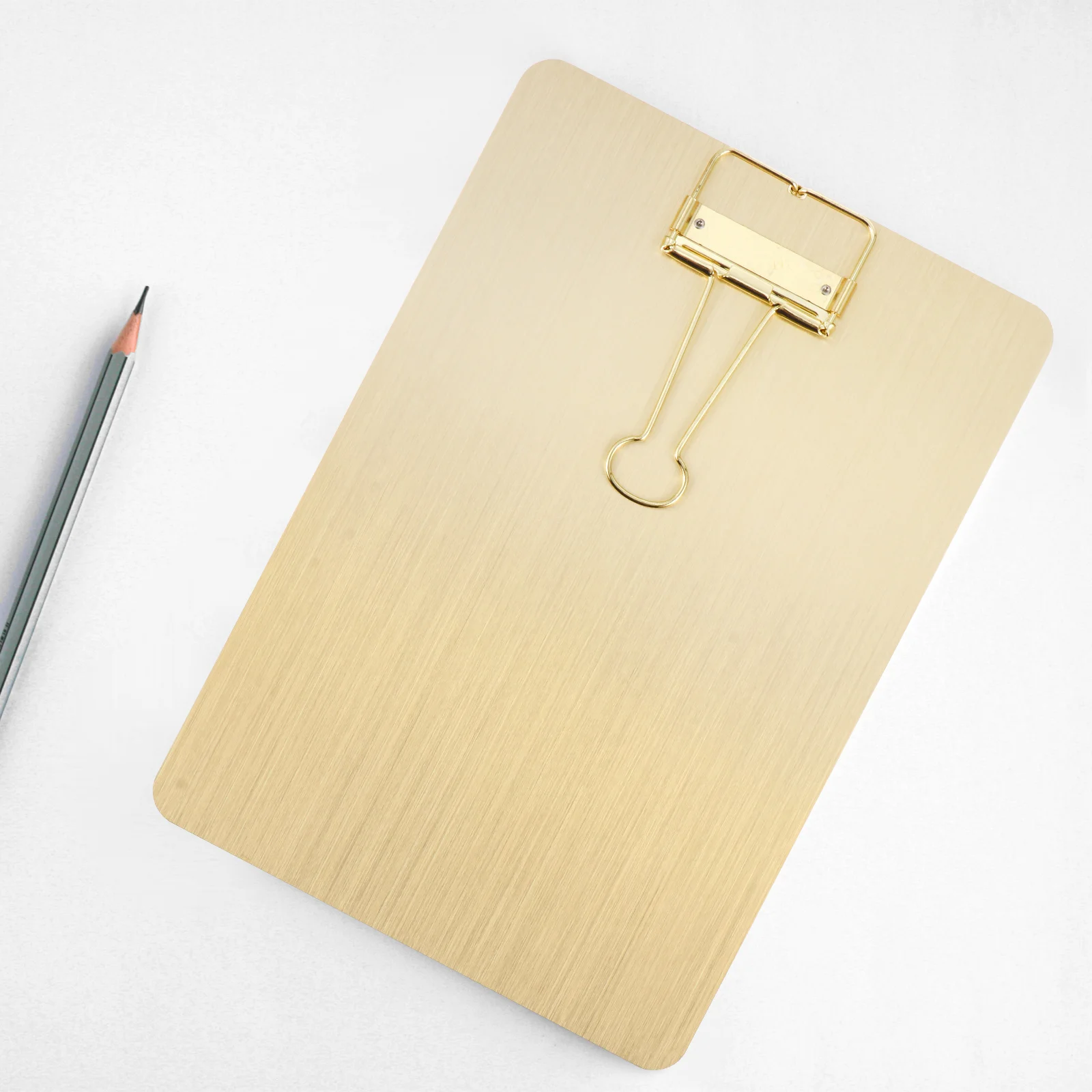 

A5 Golden Stainless Steel Clipboard with Metal Clip for Office School Home Use