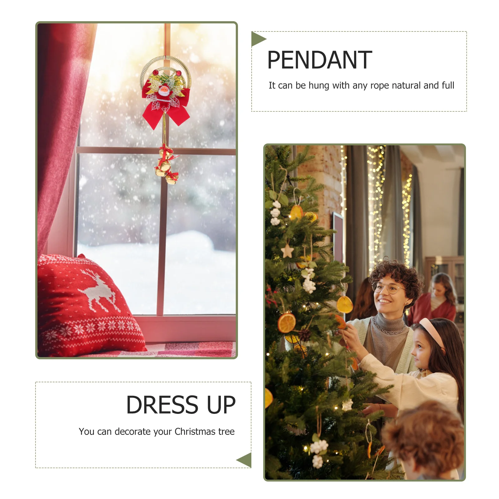 

2Pcs Christmas Santa Claus Bell Pendants Hanging Xmas Decorative Ornaments Creative Xmas Tree Party Decors Christmas Pendants