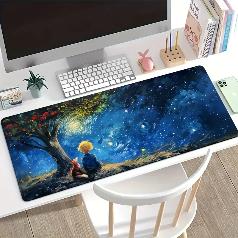 Van Gogh Fox Mouse Mat Starry Night High Quality Printed Pad Durable Non-Slip Sensitive Gaming Yellow-haired Boy Office Carpet