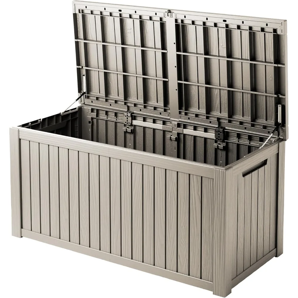 

Всепогодная наружная скамейка для хранения вещей на 200 галлонов с запираемой крышкой для патио и бассейна, идеально подходит для хранения подушек и смолы