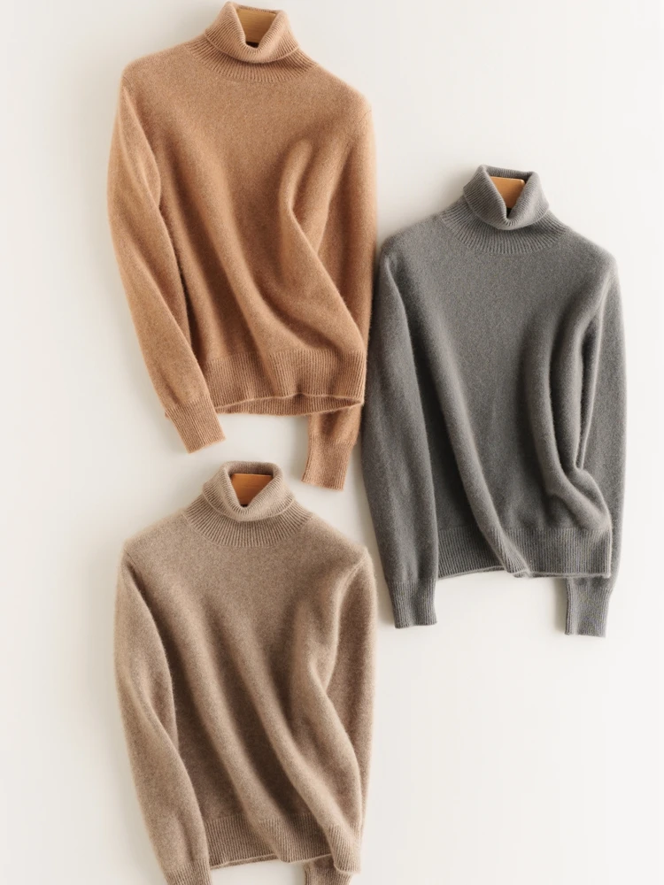 

Women's 100% Cashmere Sweater Turtleneck Pullover Autumn Winter Basic Long Sleeve Bottom Cashmere Sweater Soft Warm Knitwear Top