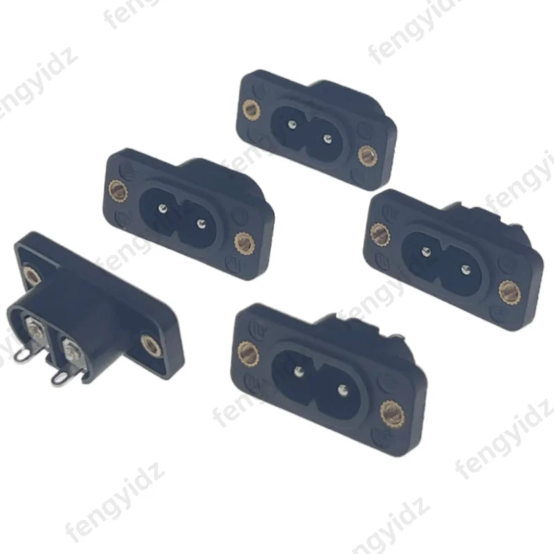 fengyidz 5PC IE320 C8 Power Plug Black 2 Terminal Power Plug Inlet Socket 2-pin terminal welding pin with thread AC 250V 2.5A/5A