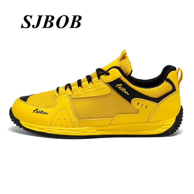 Yellow Men Athletic Shoes Breathable Mesh Men's Walking Sneakers Comfortable Non-Slip Running Sports Shoes For Men Tenis Hombres