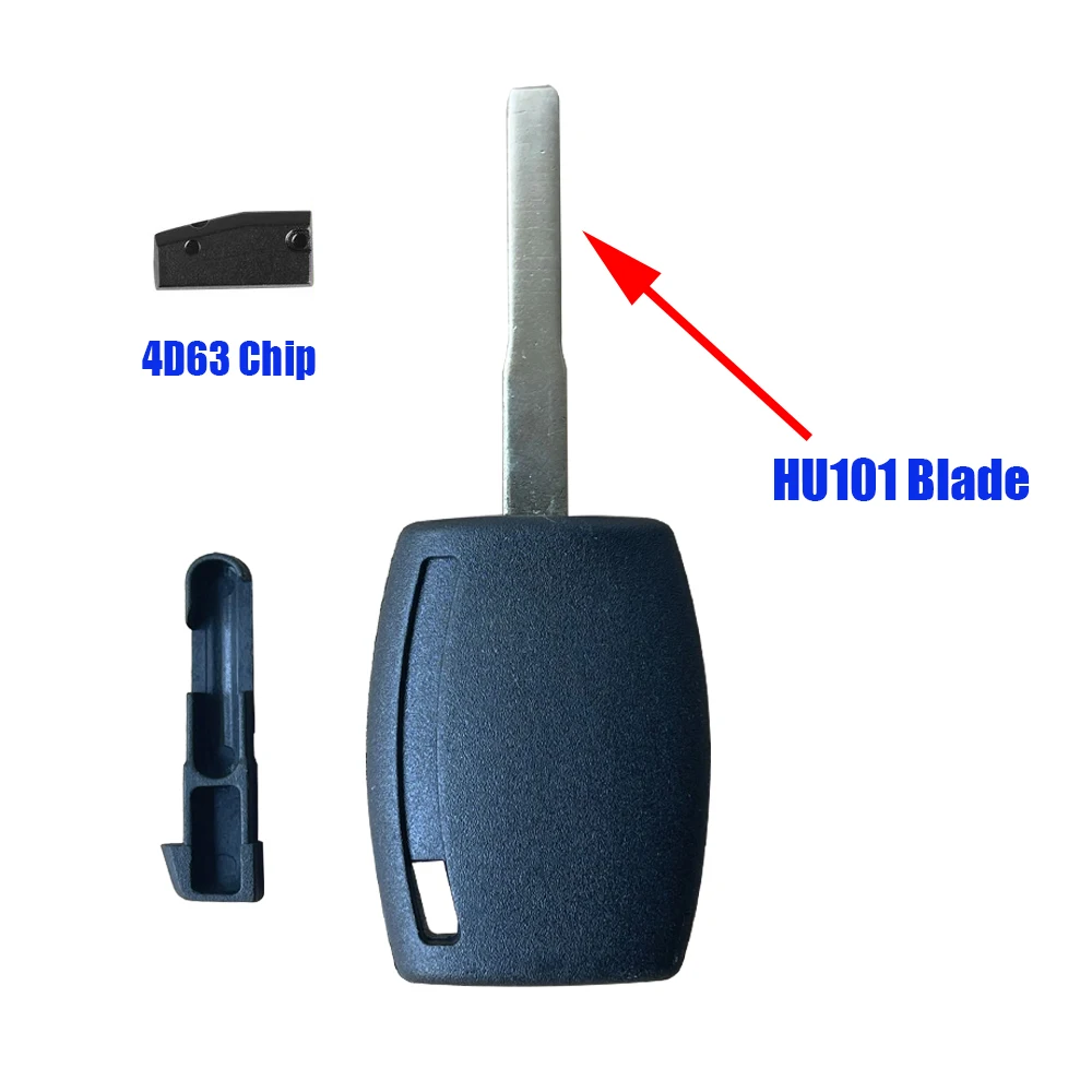 Transponder Key Case Shell for Ford Fiesta Mondeo Focus C-Max S-Max Galaxy Kuga HU101 Blade 4D63 80bit Chip