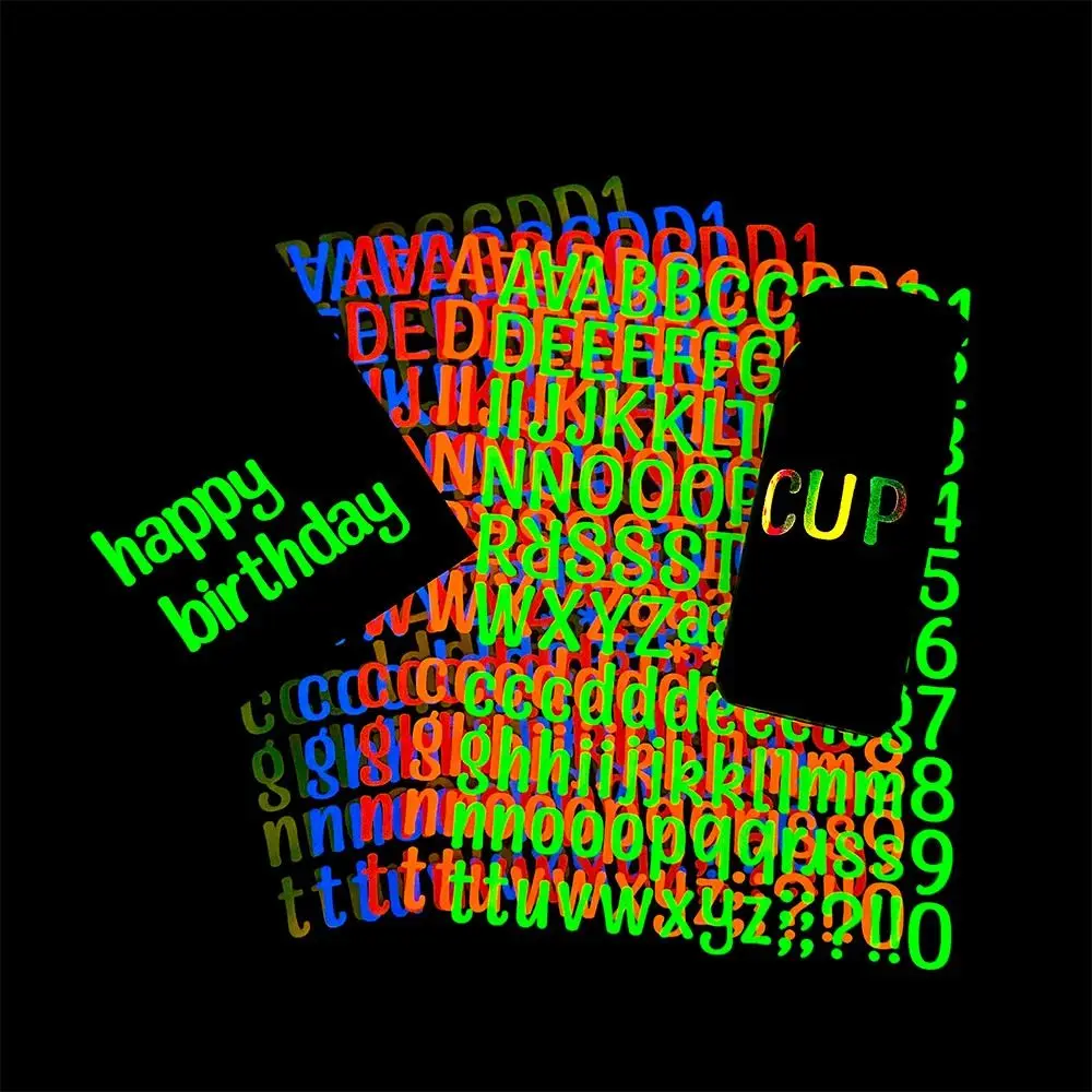 

Colorful Laser Letter Stickers English Letters Digital Scrapbooking Stickers Waterproof DIY Decoration Number Stickers