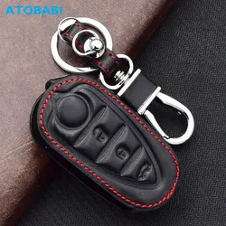 Leather Car Key Case For Alfa Romeo 500L 159 GTO Giulietta Mito Folding Remote Fobs Shell Protector Cover Skin Auto Accessories