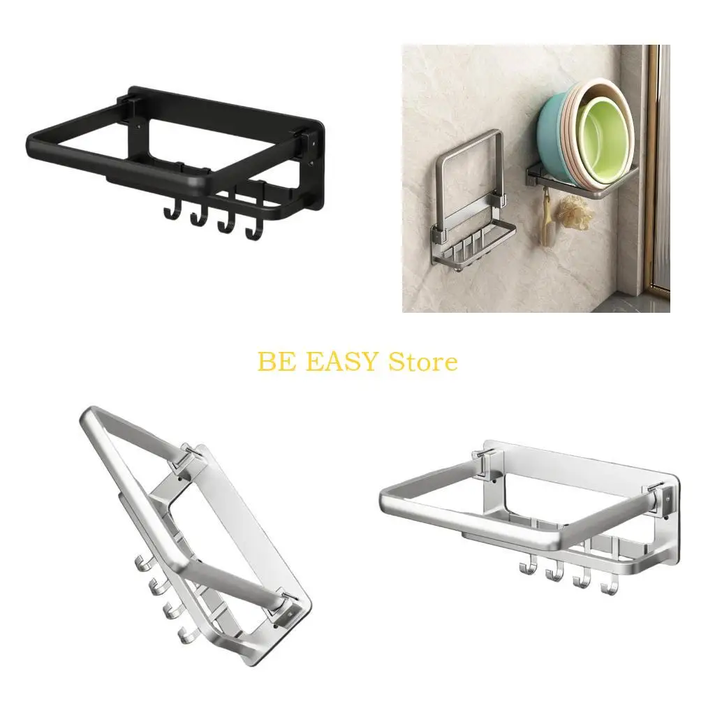 

E28F Bathroom Hanging Shelf for Washbasin Easy Installs Not Drill Aluminum Storage Solution Wall Mounted Bathroom Shelf