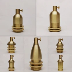 E14 Spiral Brass Light Sockets E12 Retro Ceiling Lamp Base Ceramic All Copper Accessories Lampshade Fixed Threaded Lamp Holder