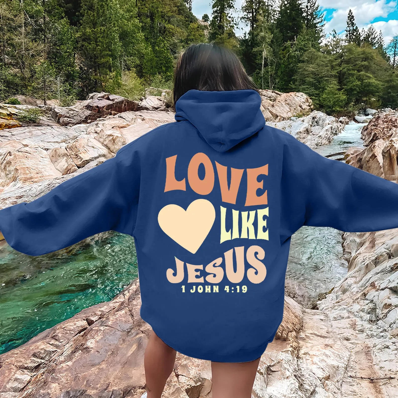 

Love Like Jesus Hoodies For Women Religious Faith Graphic Hooded Sweatshirts Christian Apparel Bible Verse Jesus Pullover Tops