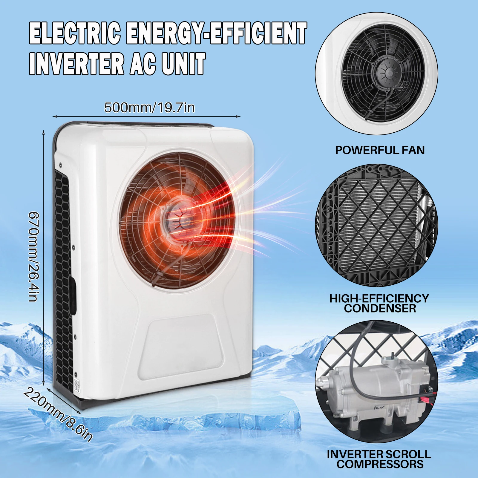 Treeligo 12000BTU سبليت الكهربائية وقوف السيارات مكيف الهواء نظام تكييف الهواء للسيارات 24 فولت للحافلة مخيم فان شاحنة جرار #4