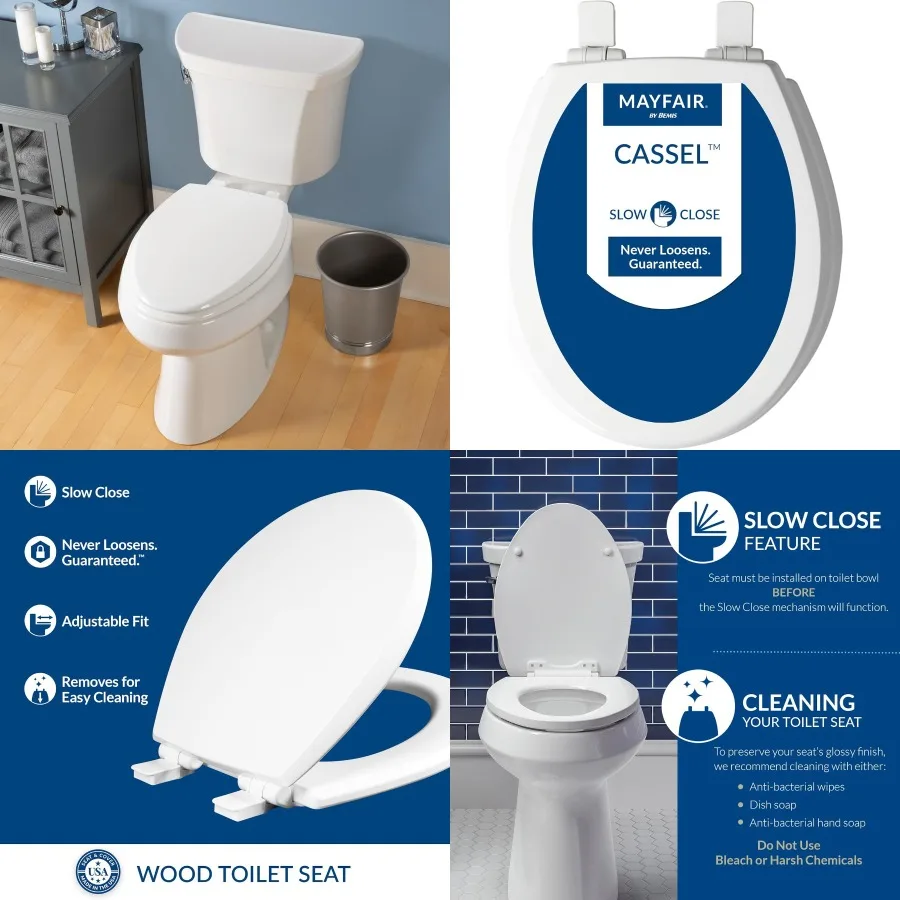 

Кассельное сиденье для унитаза с медленным закрытием для использования в ванной комнате, нескользящая деревянная конструкция премиум-класса с легко чистящей поверхностью, быстрая и не требующая установки