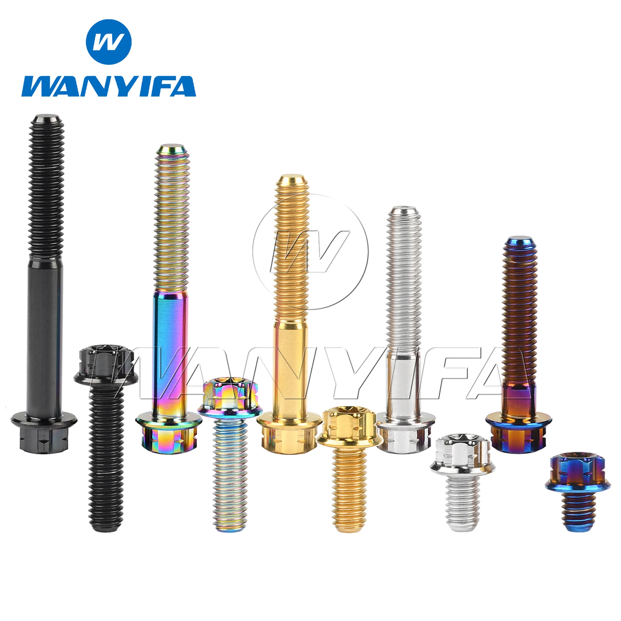Wanyifa Titanium Bolt M10x15~90mm Pitch1.25/1.5mm Flange Torx T50 Head Screws for Motorcycle Calipers Refitted