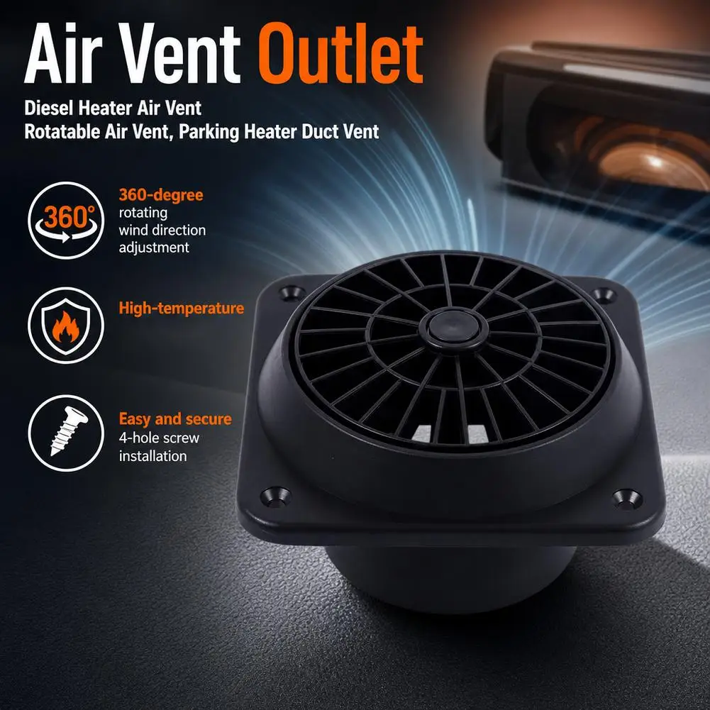 60/75/90mm Air Diesel Heater Square Outlet Rotatable Warm Air Vent Duct Connector For Webasto Eberspaecher Parking Heater