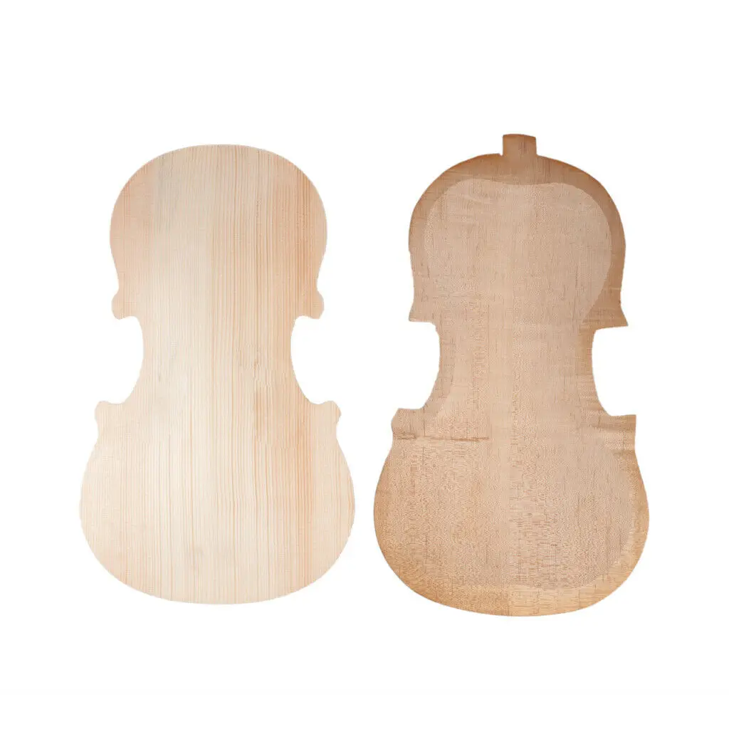 LOOK 2Pcs 4/4 3/4 1/2 1/4 1/8 Violin Front/Back Plate Solid Wood Unfinished Violin DIY Making Parts