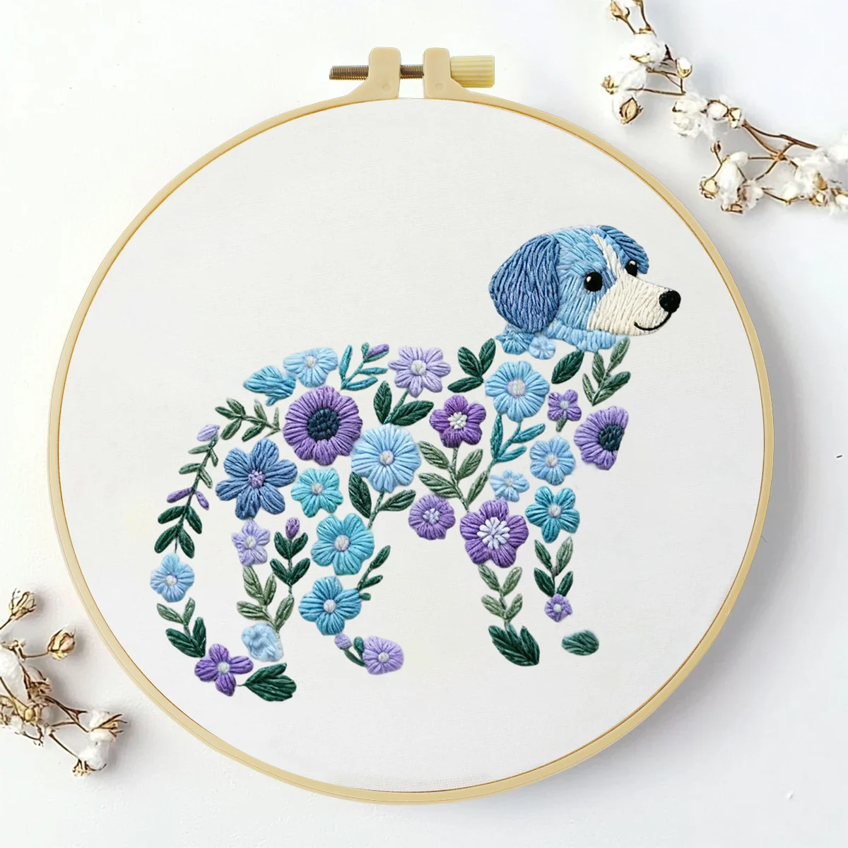 1 Stück 20X20CM/15X15CM 7,87/6,3 Zoll Hundestickerei-Starter-Kit DIY-Kit DIY-Stickerei-Set Handarbeiten Nähkunst Malerei – Detail 2