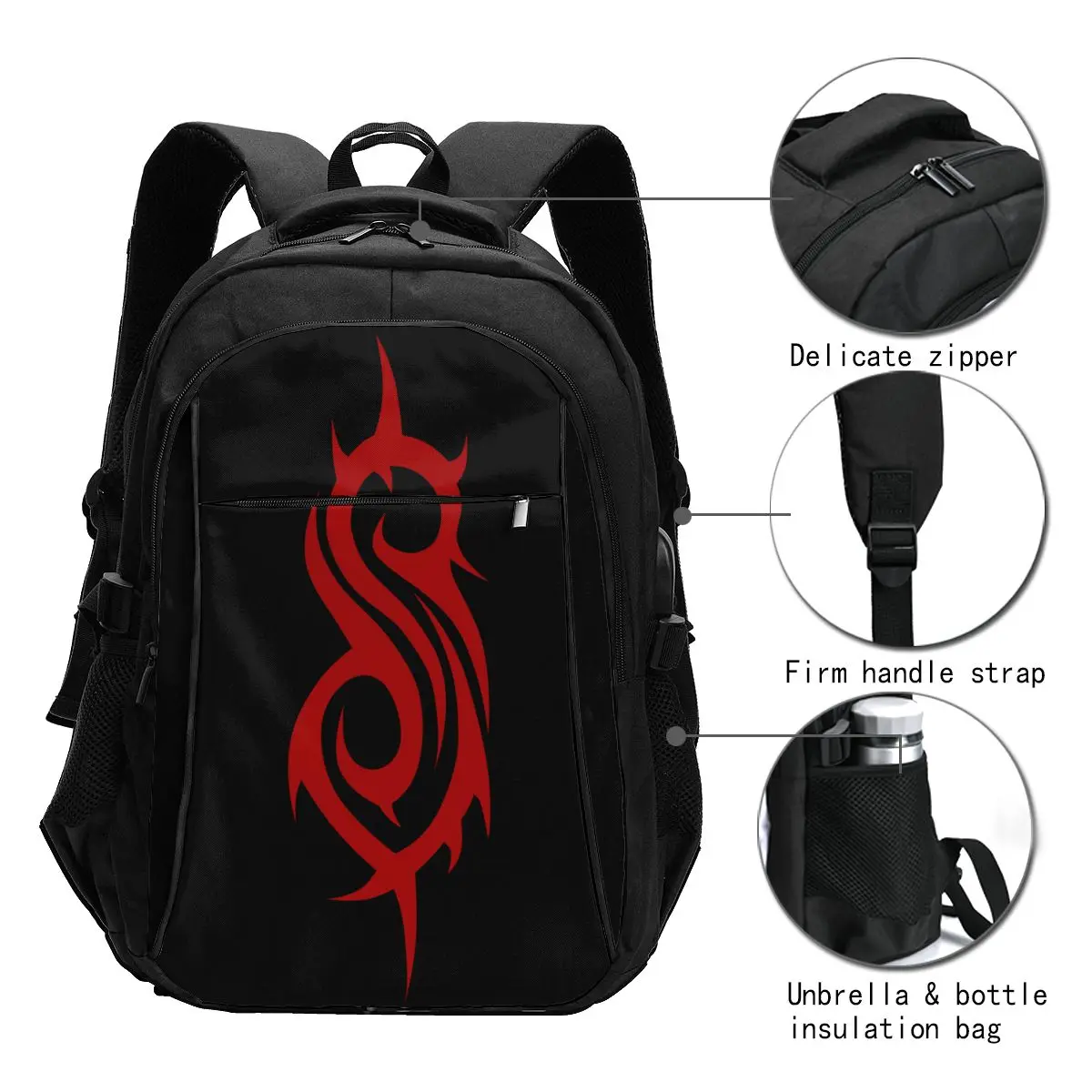 Heavy Metal Rock Slipknots Band Usb Backpacks Fashion Tote Travel Hiking Usb Port Notebook Bags