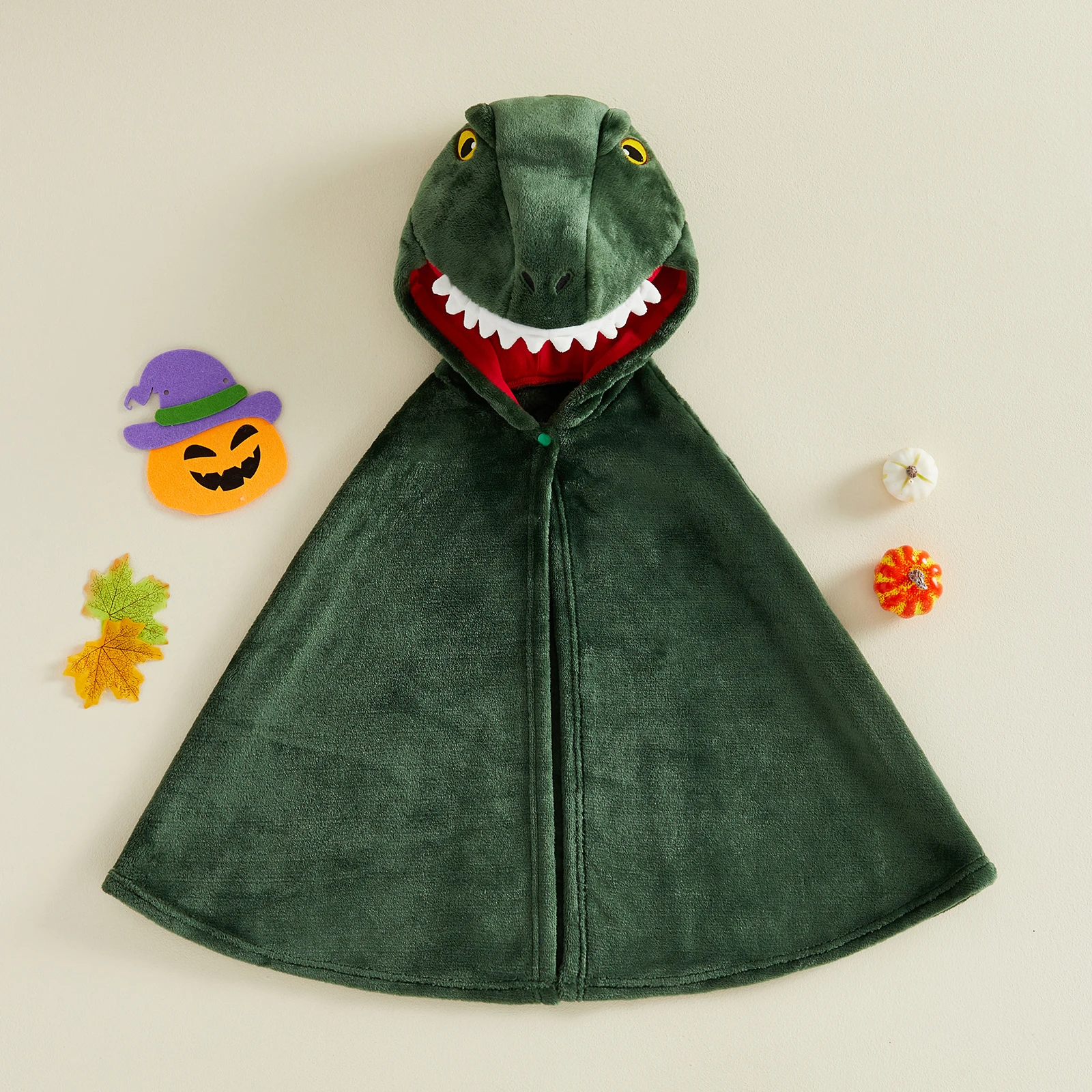 Kids Hooded Cloak Cape Halloween Costume Toddler Kids Pumpkin Dinosaur Poncho Coats Outerwear for Halloween Cosplay Party