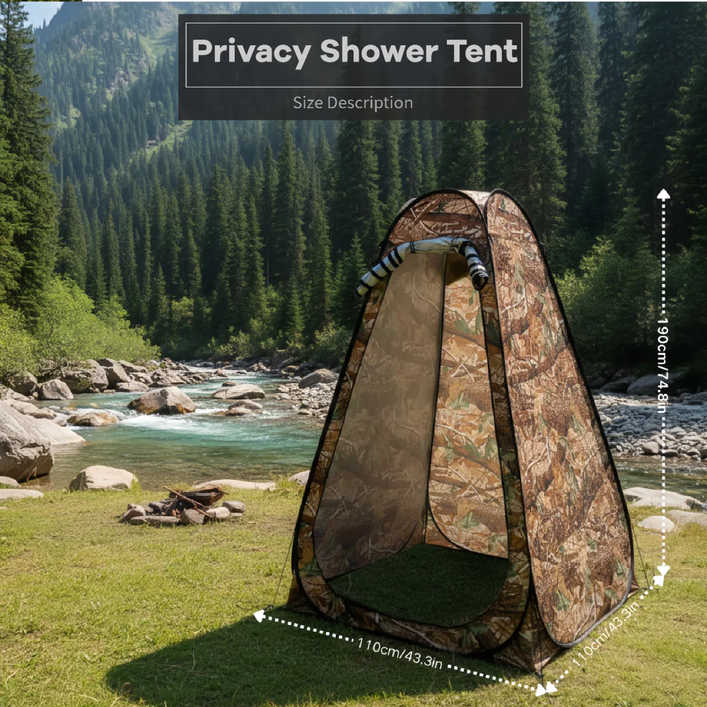 1 Person Shower Tent for Outdoor Work Sites, Pop Up Durable Shelter, Portable Foldable Changing Tent