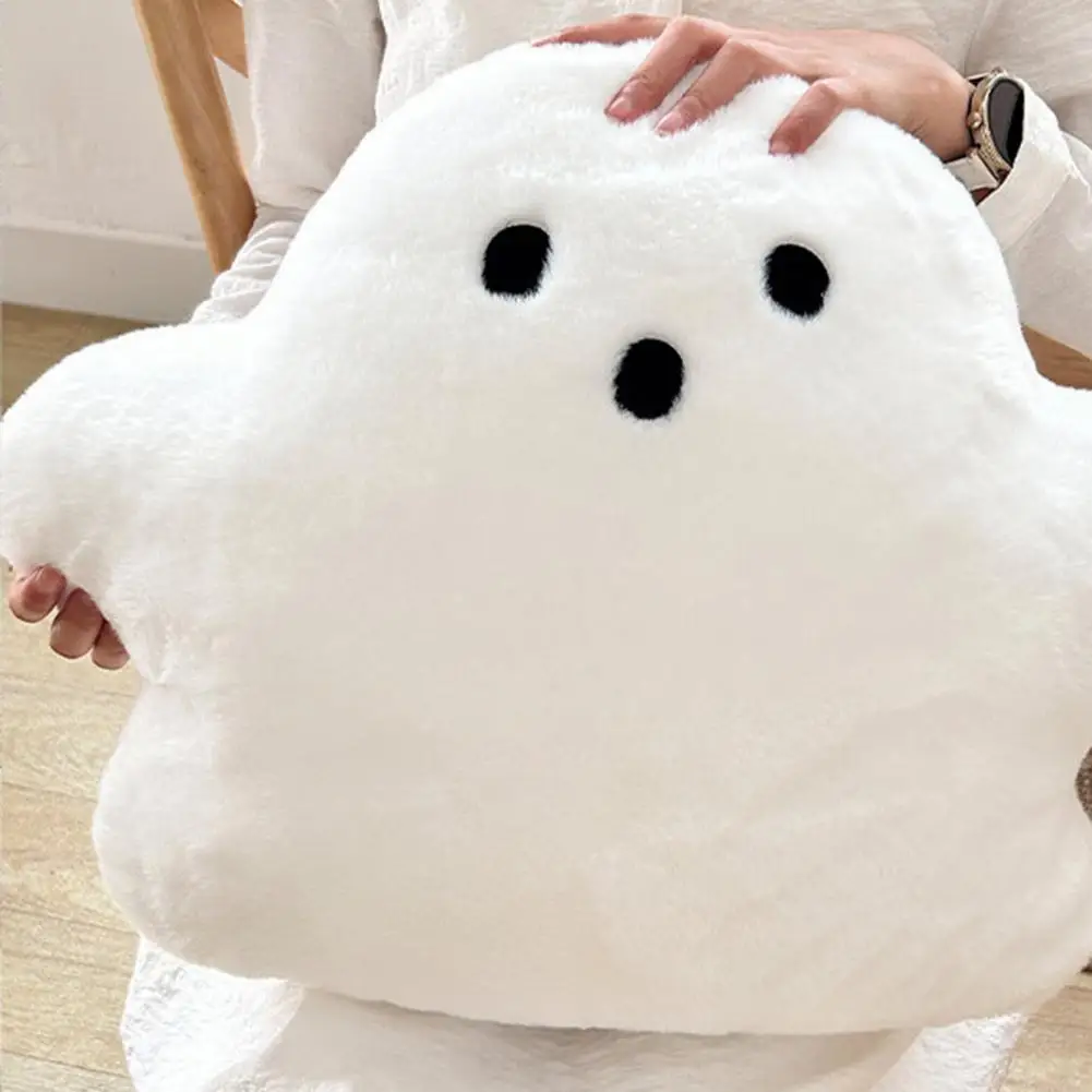 Ghost Throw Pillow Halloween Party Ghost Pillow Soft Fabric Plush Toy for Kids Washable Sofa Decoration Sleep Companion White