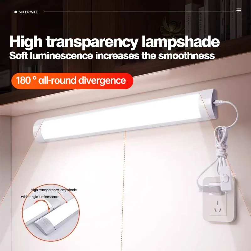 Led 220V Tube Light Room Strip With Cable Tube Lights Fixture For Home Bedroom Kitchen Cabinet Lighting indoor Lamp
