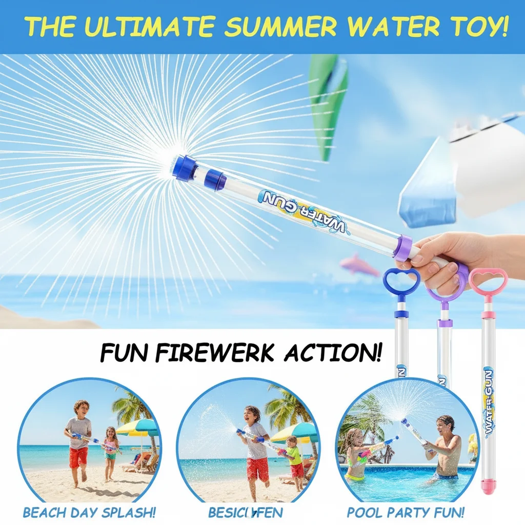 

Beach Large Water Spray Cannon Children's Water Fight Toy Adult Drifting Water Gun Design Pulling Water Cannon