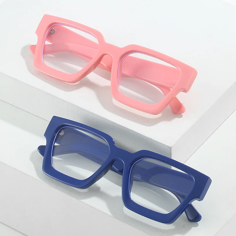 SO & EI Fashion Square Glasses Frame donna Clear Anti Blue Light Eyewear Vintage Men Optical Blue Green Frame