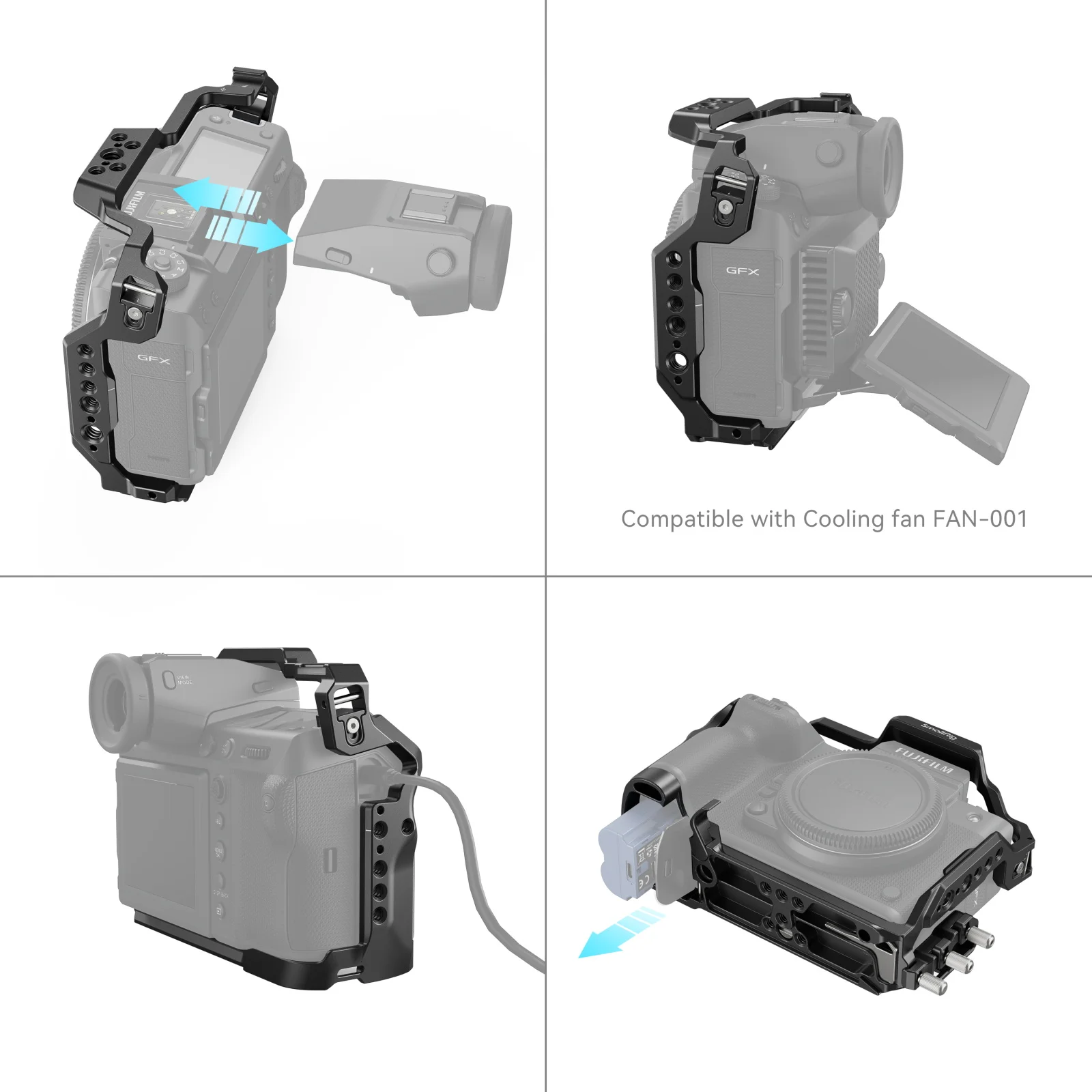 SmallRig Cage Kit for FUJIFILM GFX100 II Arca Swiss Quick-Release Plate for Arca-type tripods for DJI RS 2 /RS 3 Pro Gimbals
