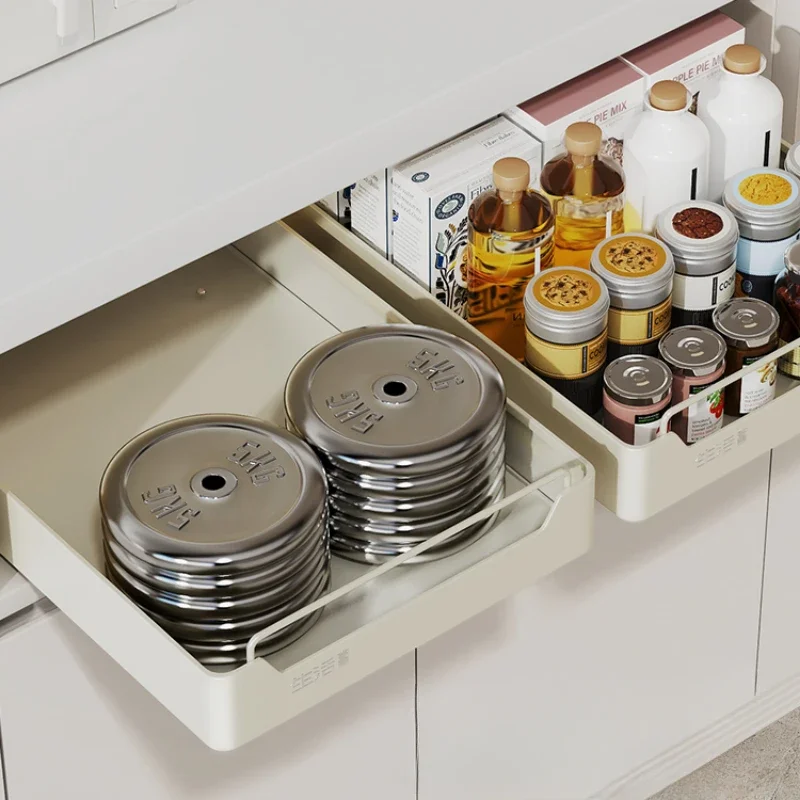 New Scalable Pull out Kitchen Storage Rack with Slide Rails Drawer Type Storage Tray Spice Box Storage Rack Cabinet