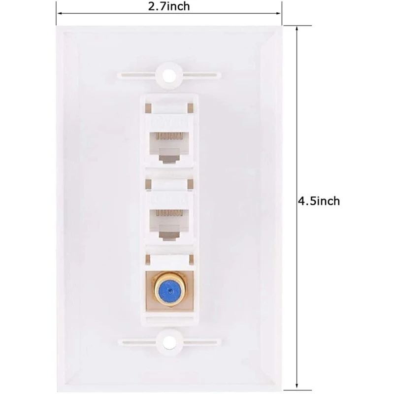 3X Ethernet Coax Wall Plate,2 Port Cat6 RJ45 Keystone And 1 Port F Type Connector Coax Keystone Female To Female