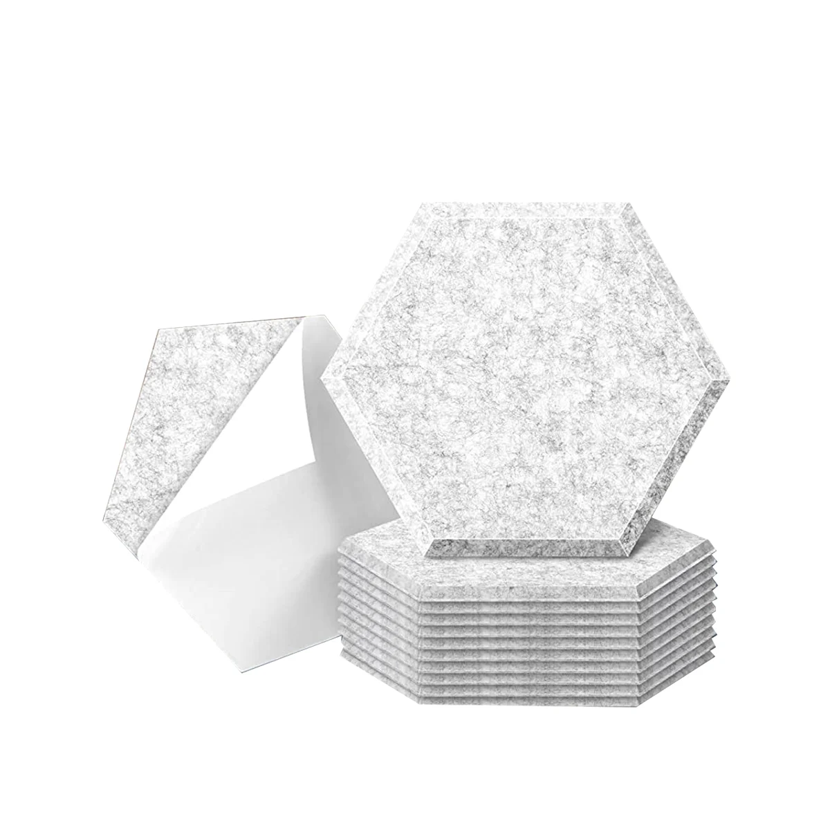 12 Pack Self Adhesive Acoustic Panels, 14 x 12 x 0.4inch Soundproof Panels, Hexagon Sound Absorbing Panels Silver Gray