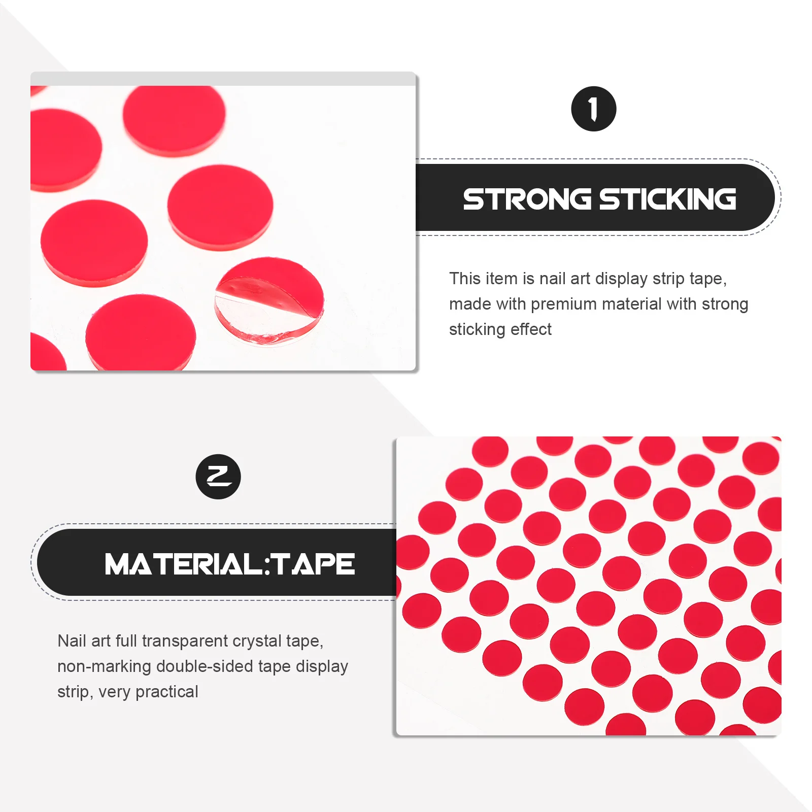 

5Sets Nail Display Tape Premium Durable Sturdy Compact Easy Carry Clear Nonmarking Doublesided Adhesive Strip Nail Tape