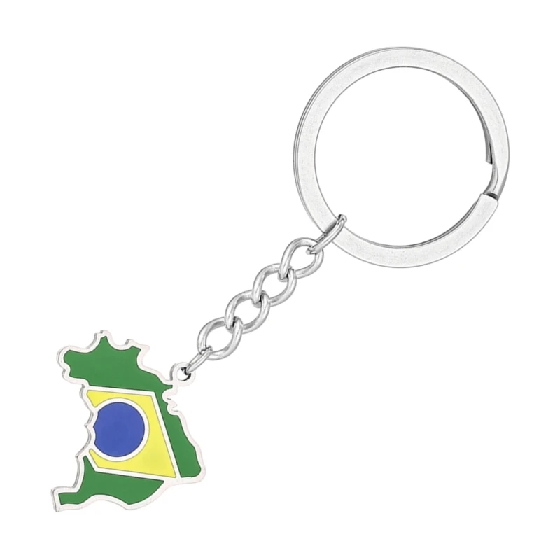 Chic Key Holder with Brazil Map Brazil Flag Keyrings Pendant Keychain Decorative Key Holder Suitable for Fine Living