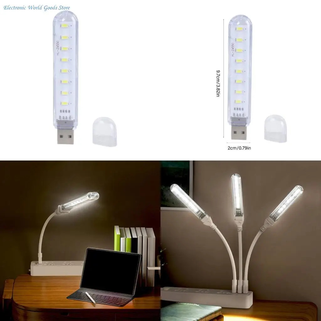 A3PD 8 LEDs USB Night Light Desk Lamp 5V1A Input Perfect For Outdoor Activity Study Room Mobile Power Supply