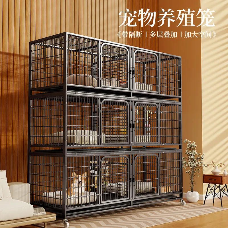 Costom Pet Breeding Cage Dog Cat Kennel With Separate Toilet Partition Multifunctional Pet House For Dog Cat Pigeon