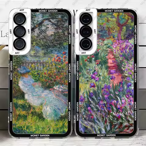 Case For Samsung Galaxy S25 S24 S20 S21 S22 S23 Plus FE Ultra A55 A54 A35 5G Soft Cover Monet Garden