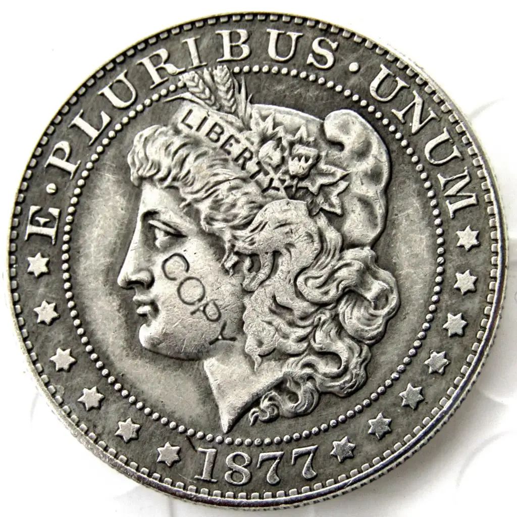 Monete da copia placcate argento da mezzo dollaro Morgan US 1877