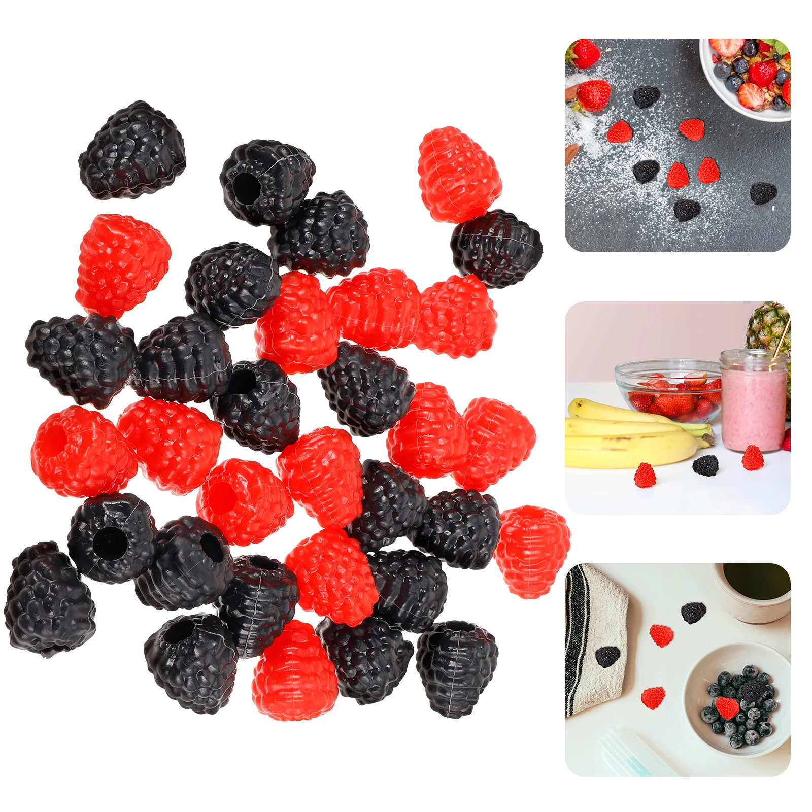 

40pcs Artificial Raspberry Decor Lifelike Soft Pvc Fruits for Home Supermarket School Hotel Photography Props Food Display