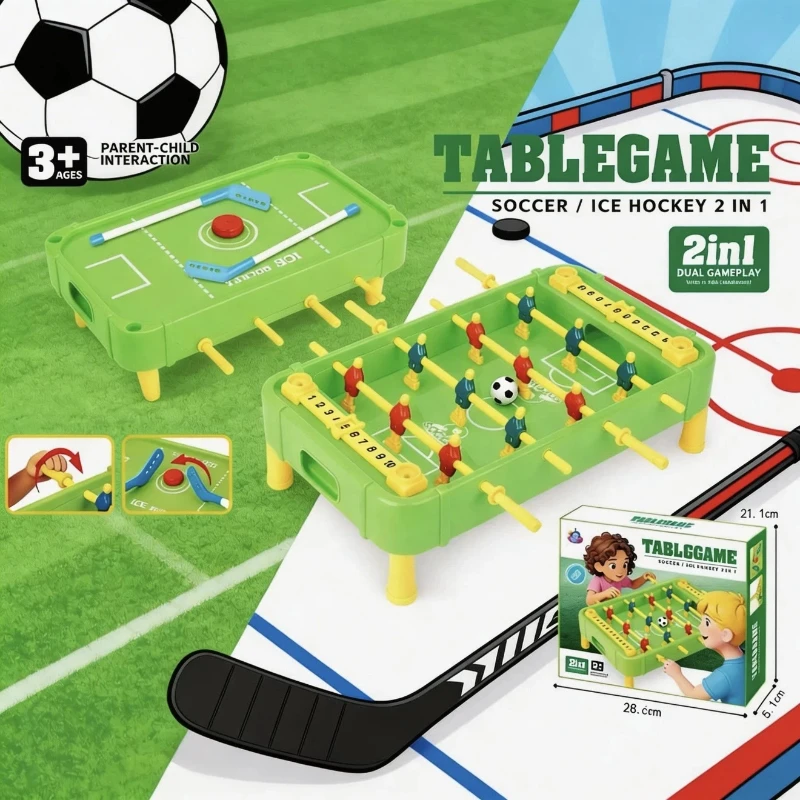 

GL 2 In 1 Foosball Table Game Ice Hockey Dual Gameplay Portable Interactive Mini For Family Gathering Indoor Outdoor Activity