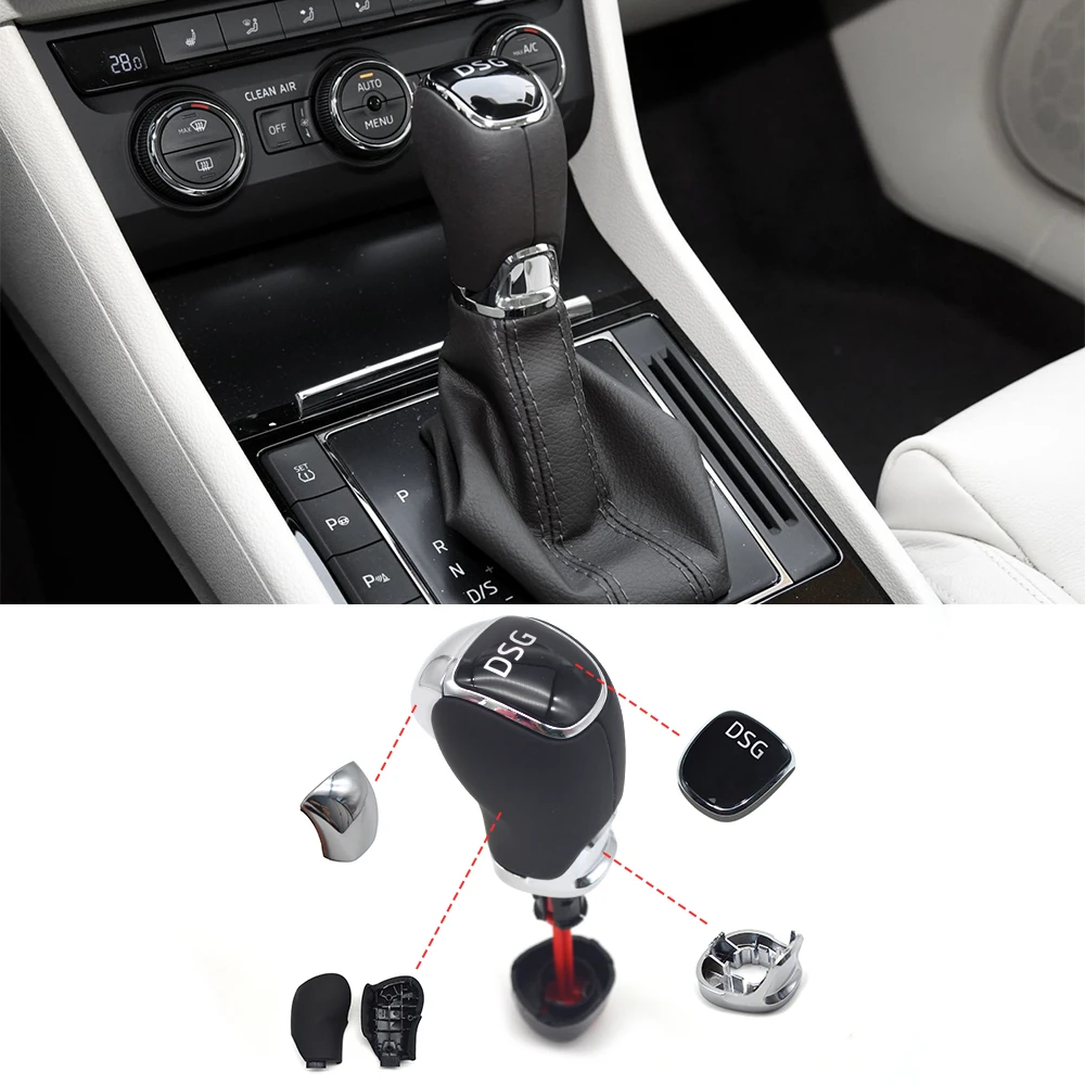 

DSG Fur Shift Knob Decorative Cover For Skoda Octavia Superb Fabia Yeti DSG Gear Shift Knob Leather Side Cover