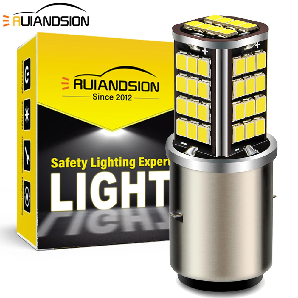 White Motorcycle Motorbike H6 Headlight 6V 12V DC BA20D Bixenon Beam 2835 56smd LED Moped Scooter ATV Lamp Bulb Aluminum Light