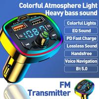 Q7 Bluetooth Car Charger Car FM Transmitter Bluetooth Charging Free USB Mp3 Hands Dual PD 3.1A Port True K8M1