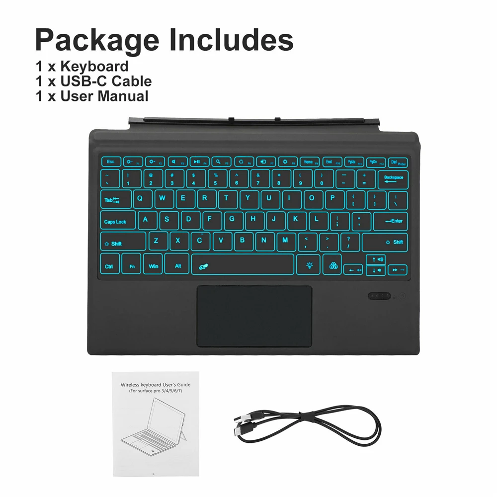 RGB Backlit Wireless Cover Magnetic Keyboard for Microsoft Surface Pro 7/6/5/4/3