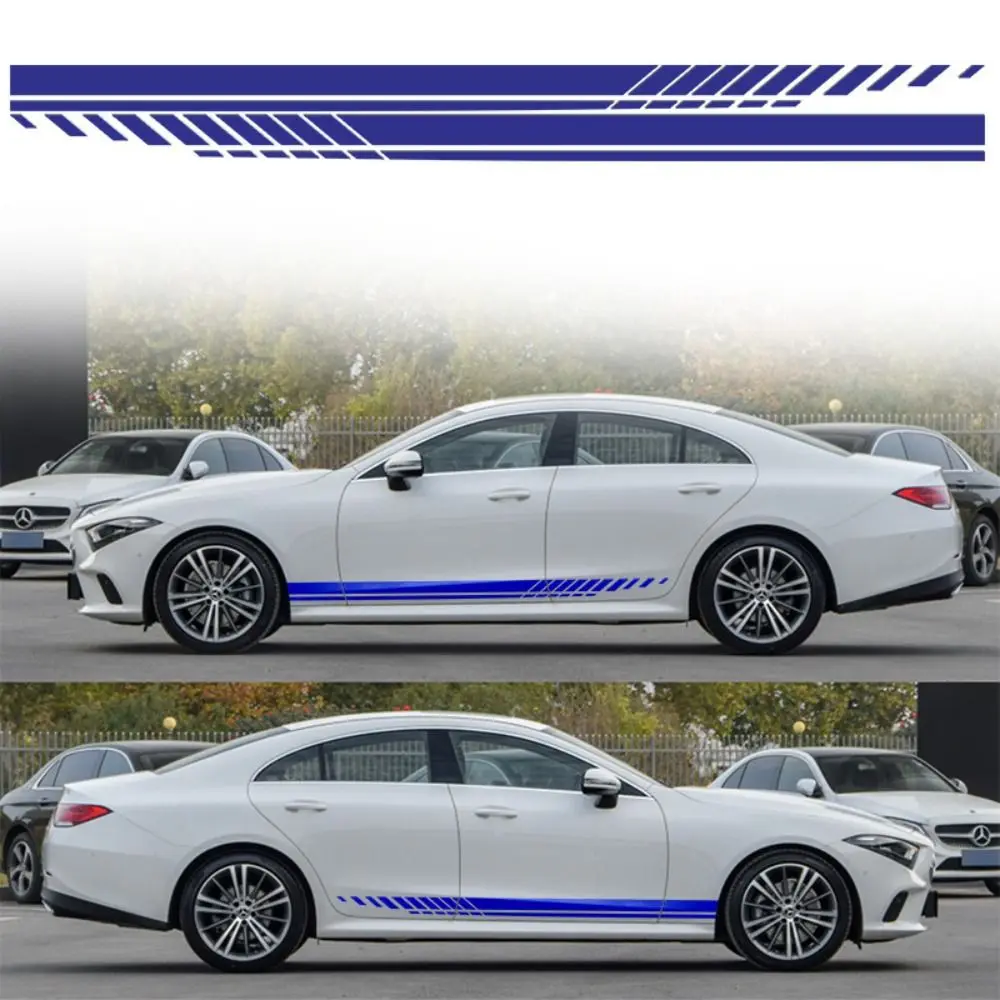 2 Stück PVC Auto-Seitendekor Universelle Coole Autotür-Streifen Mehrfarbiger Sport-Stil Rennstreifen Grafik-Aufkleber Offroad – Detail 4