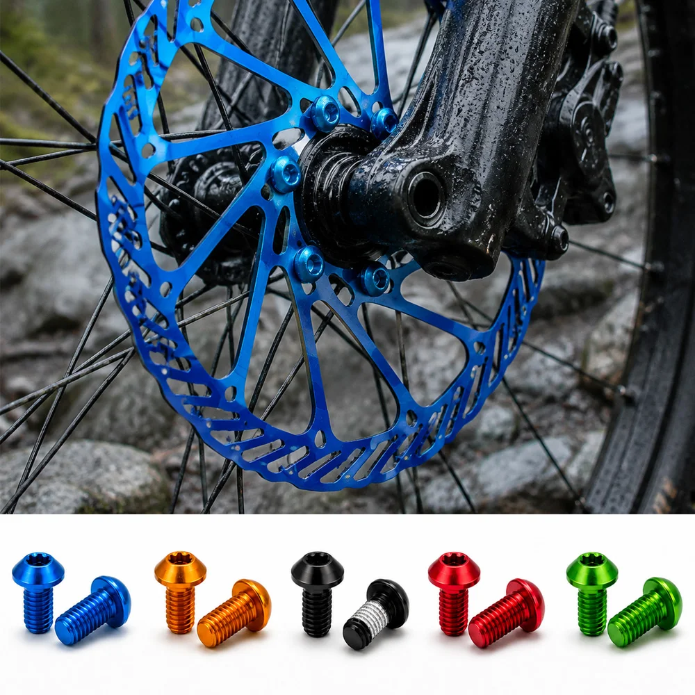 Chooee 12 Stück Fahrrad-Bremsscheiben-Schrauben M5x10mm Stahlschrauben für MTB Rennrad Bremsscheiben Fahrradzubehör