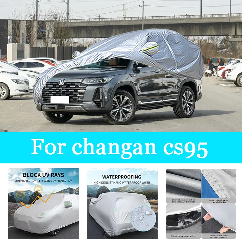 

Car Cover Outdoor Full Exterior Snow Cover Sunshade Waterproof Dustproof Protection with Reflective Strips for Changan Cs95