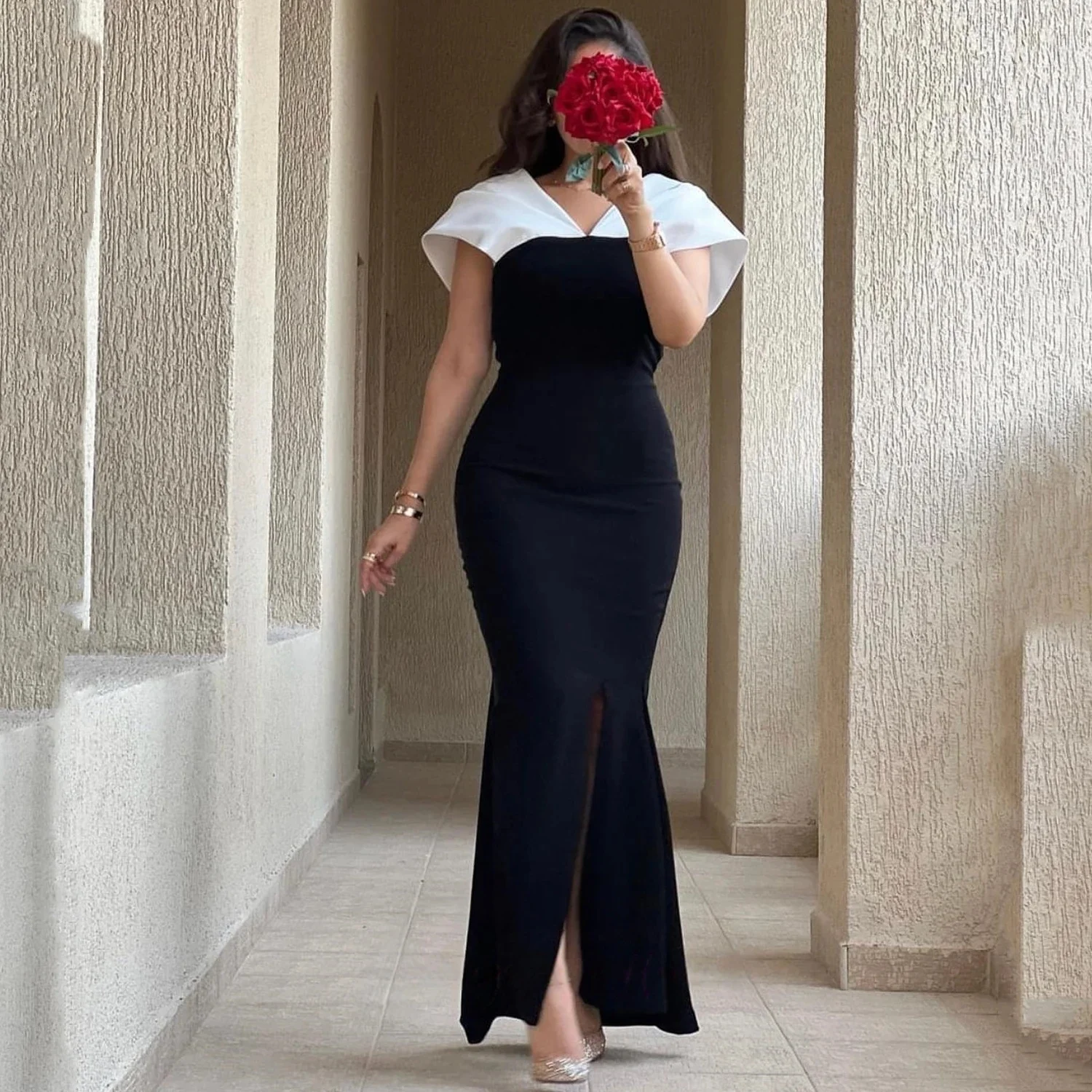 

Черное длинное платье с разрезом на заказ Вечерние платья Pastrol Унисекс Джерси Ретро Дубай Саудовская Аравия Израиль Пром по индивидуальному заказу