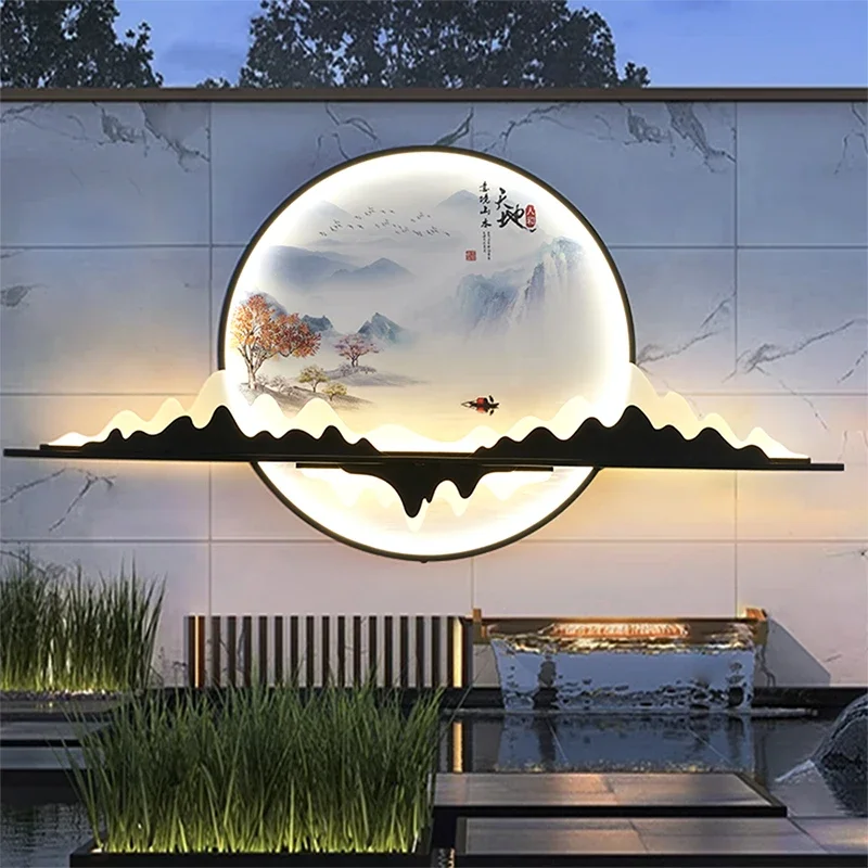 KERWIN Outdoor Mural Lamp LED 1 Meter Diameter Circular Landscape Waterproof Mural  Villa Courtyard Garden Decoration Painting