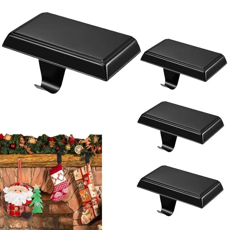 

Christmas Stocking Holder 4X Mantel Hooks Wreath Hangers Non-Slip Fireplace Stocking Hooks Garland Mantel Clips For Holiday