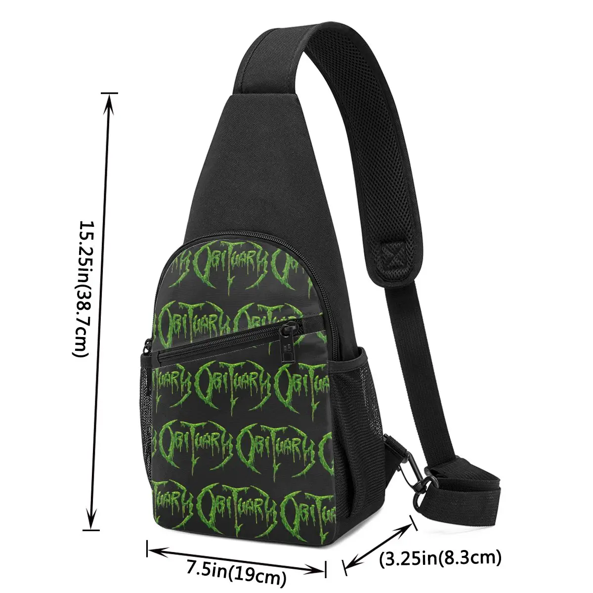 Adult Obituary Band Logo Death Metal Trucker Chest Bag Men Sling Crossbody Backpack Chest Bag Travel Hiking Daypack Shoulder Bag